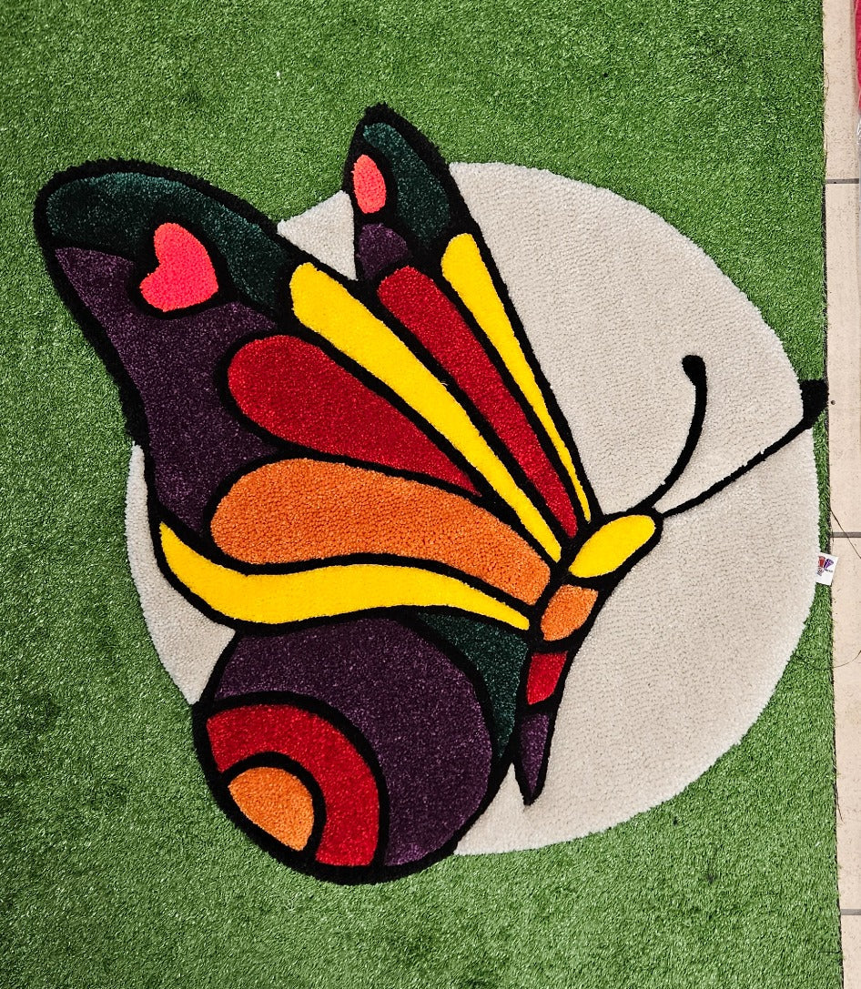 Butterfly Bloom multicolor tufted butterfly fiber art alternate angle