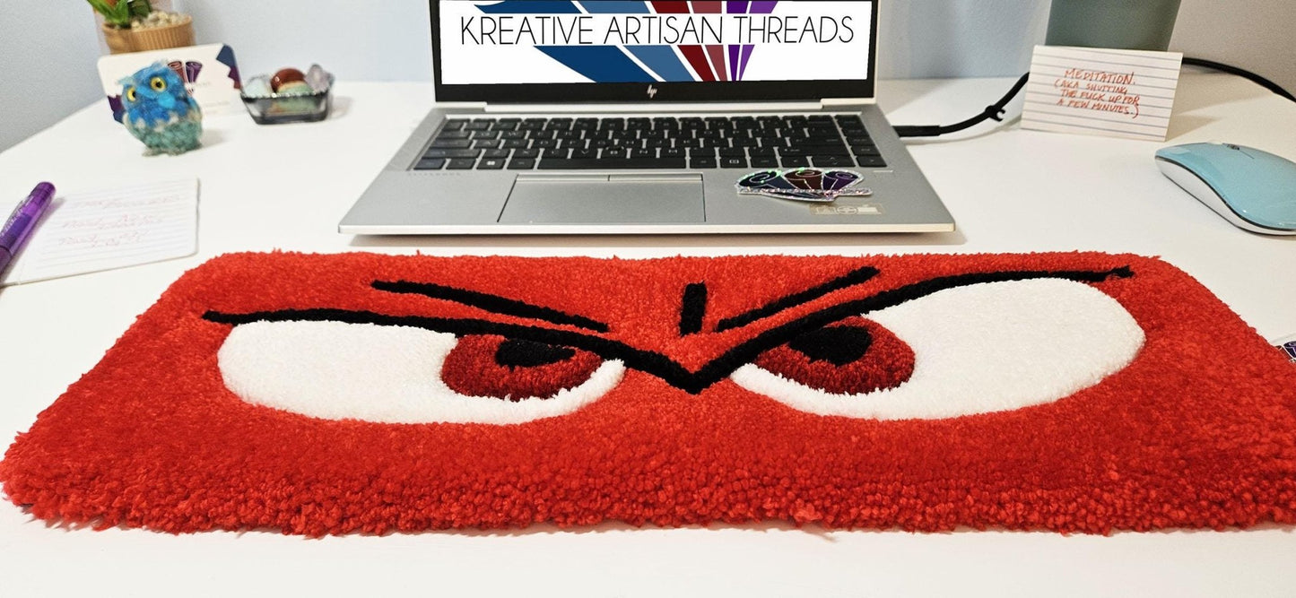 Handmade Plush Tufted "EYES" Keyboard Pad - Anger - Kreative Artisan Threads