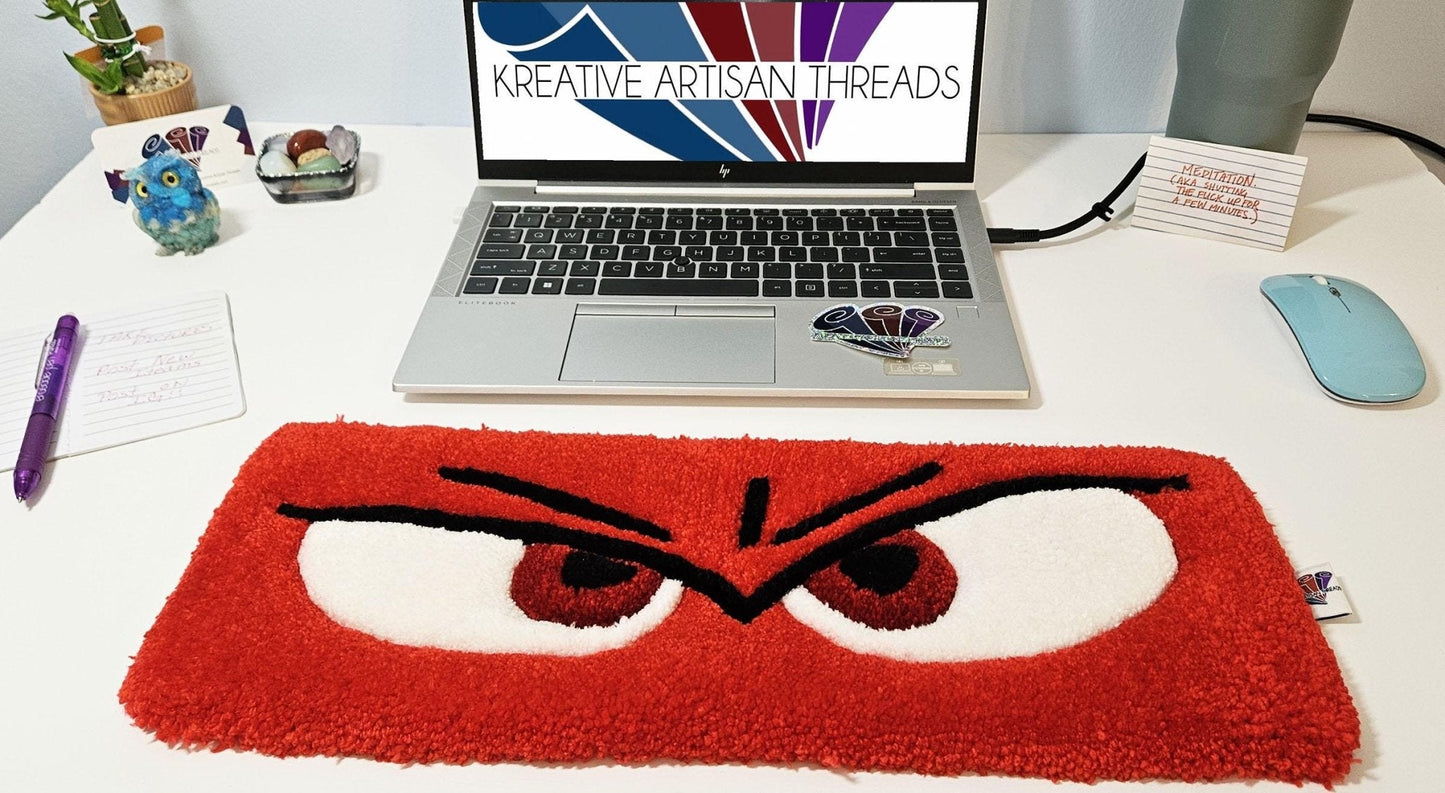 Handmade Plush Tufted "EYES" Keyboard Pad - Anger - Kreative Artisan Threads