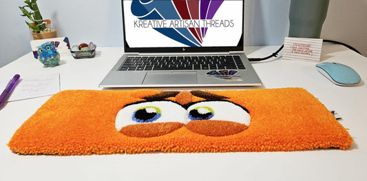 Handmade Plush Tufted "EYES" Keyboard Pad - Anxiety - Kreative Artisan Threads