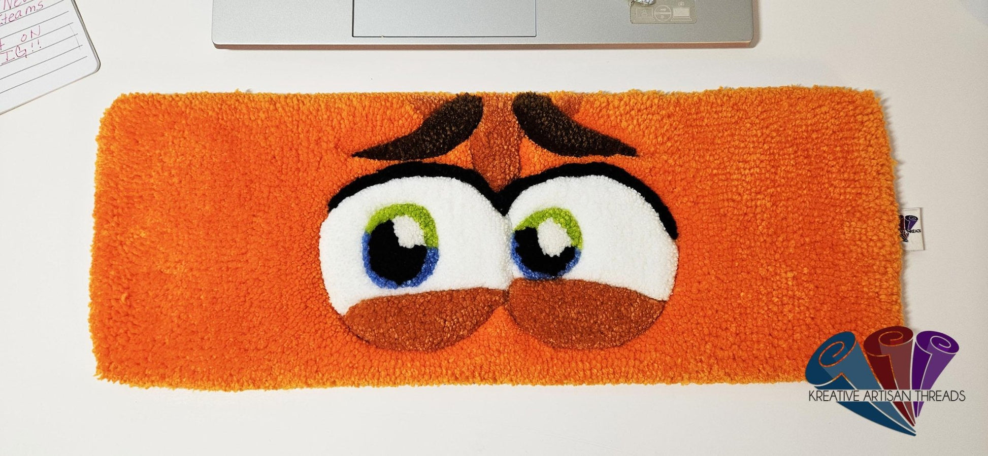 Handmade Plush Tufted "EYES" Keyboard Pad - Anxiety - Kreative Artisan Threads