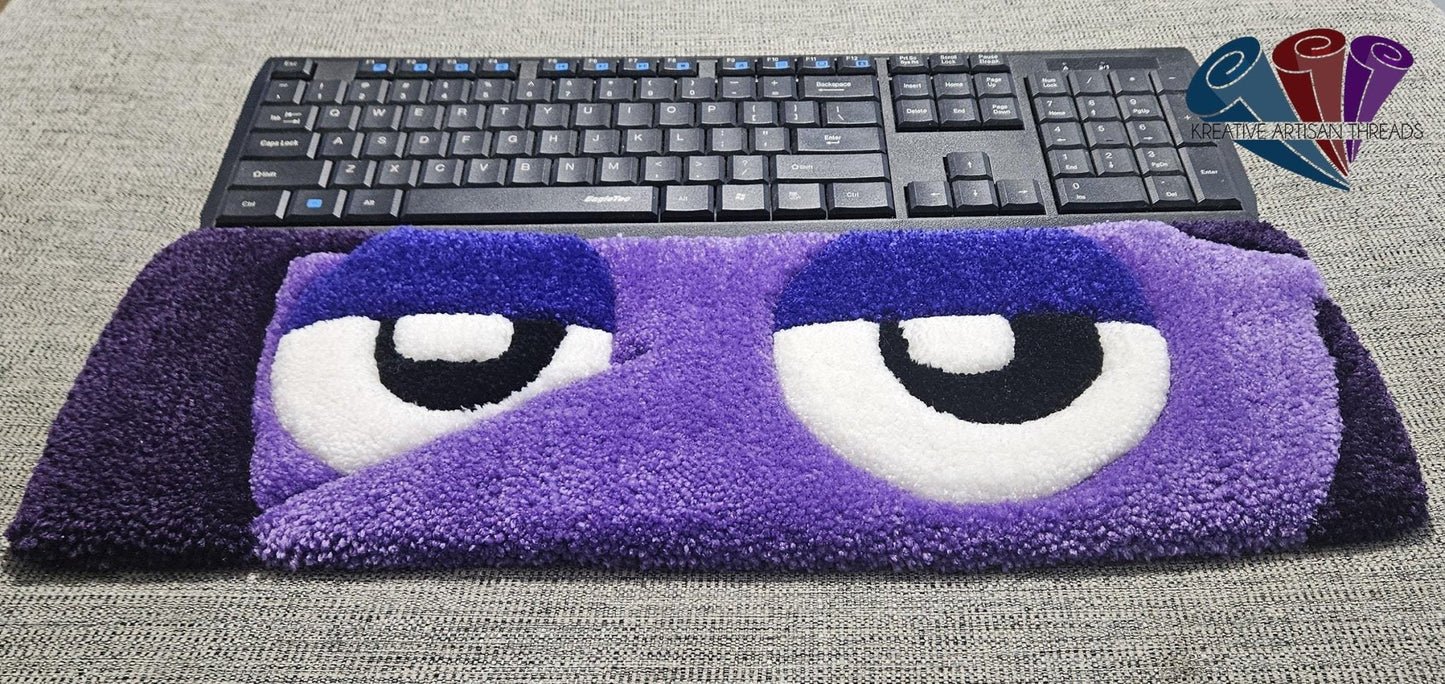 Handmade Plush Tufted "EYES" Keyboard Pad - Ennui with Writs rest - Kreative Artisan Threads