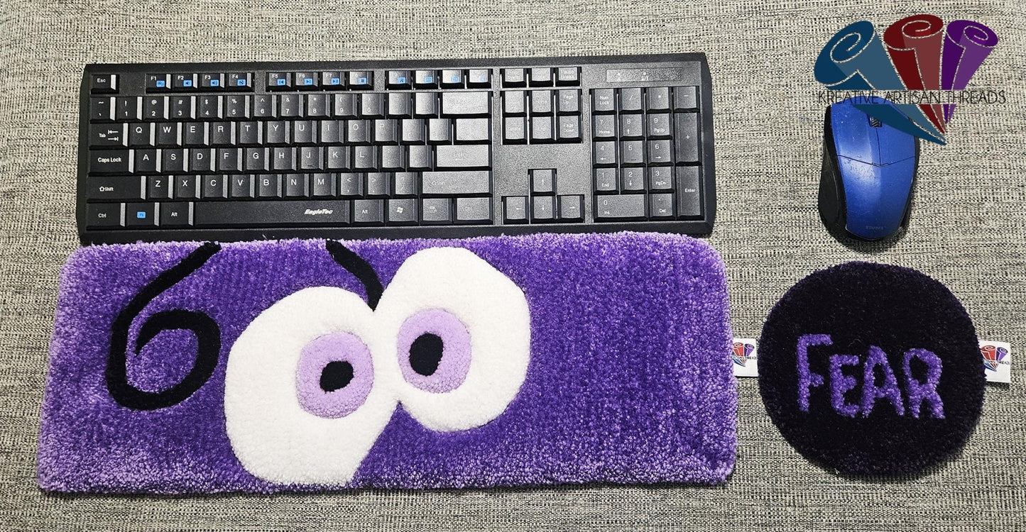 Handmade Plush Tufted "EYES" Keyboard Pad - Fear with Writs rest - Kreative Artisan Threads