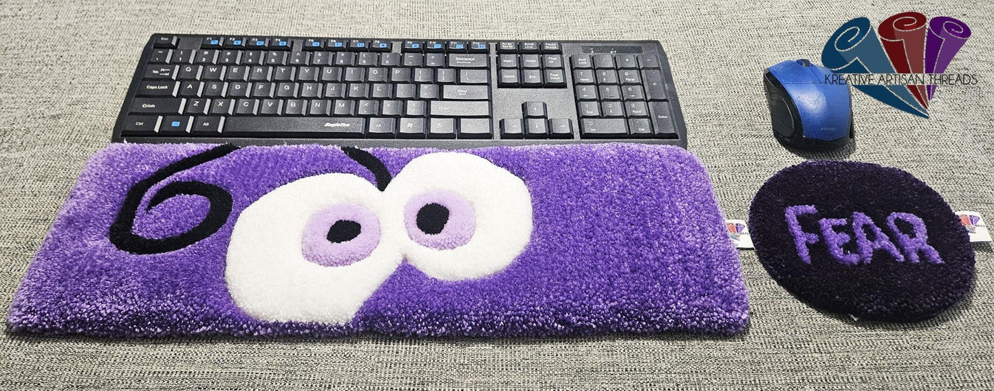 Handmade Plush Tufted "EYES" Keyboard Pad - Fear with Writs rest - Kreative Artisan Threads
