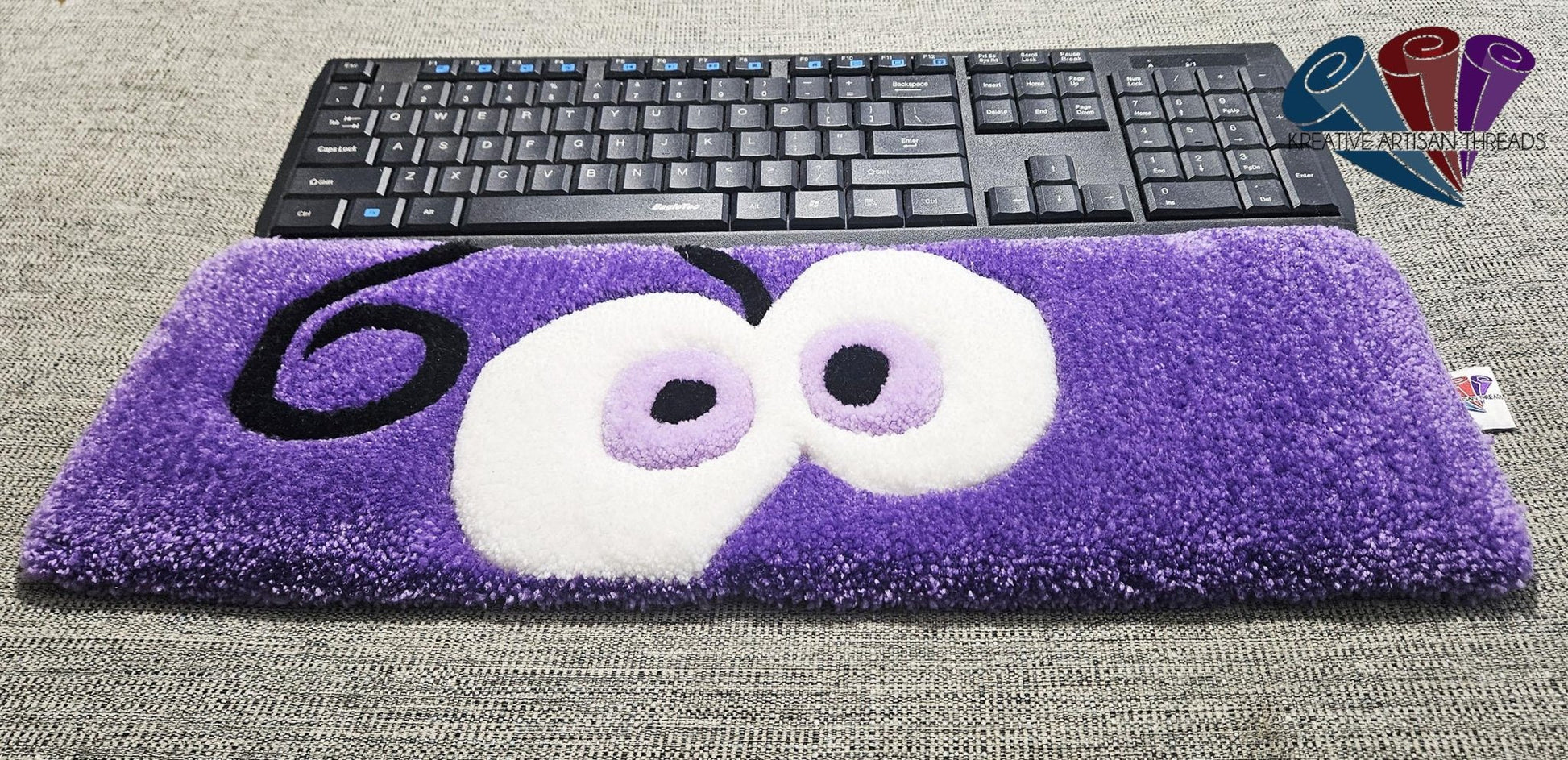 Handmade Plush Tufted "EYES" Keyboard Pad - Fear with Writs rest - Kreative Artisan Threads