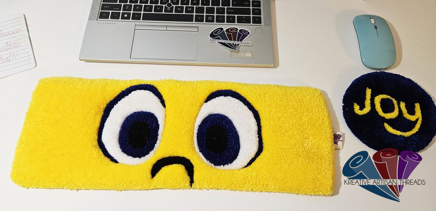 Handmade Plush Tufted "EYES" Keyboard Pad - Joy with Writs rest - Kreative Artisan Threads