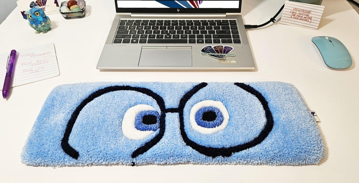 Handmade Plush Tufted "EYES" Keyboard Pad - Sadness - Kreative Artisan Threads