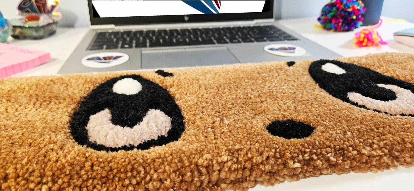 Handmade Plush Tufted Keyboard Rug "Anime Eyes" - EeVee - Kreative Artisan Threads