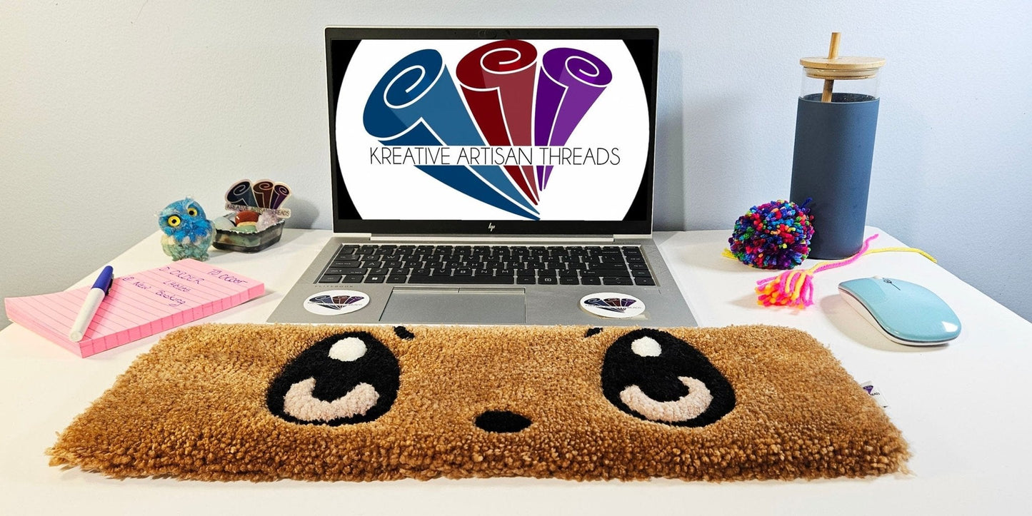 Handmade Plush Tufted Keyboard Rug "Anime Eyes" - EeVee - Kreative Artisan Threads