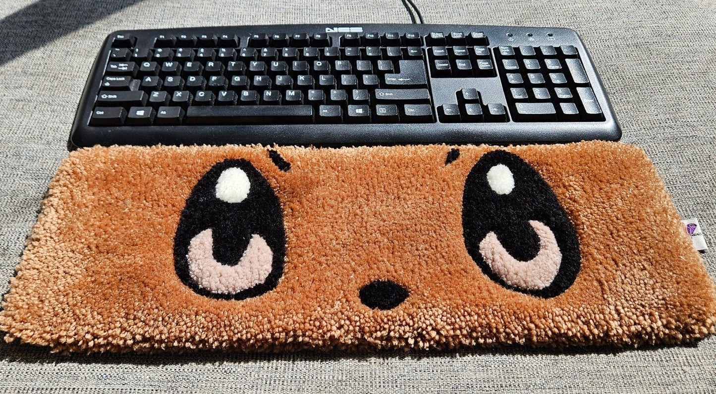 Handmade Plush Tufted Keyboard Rug "Anime Eyes" - EeVee - Kreative Artisan Threads