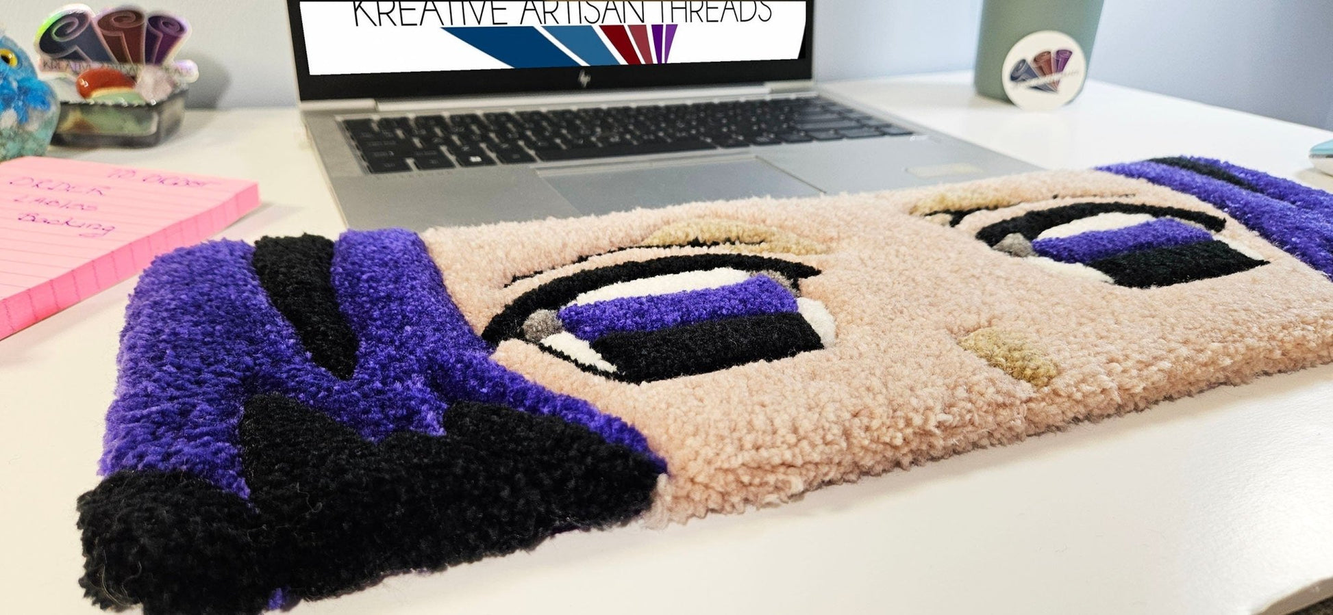 Handmade Plush Tufted Keyboard Rug "Anime Eyes" - Shinobu - Kreative Artisan Threads