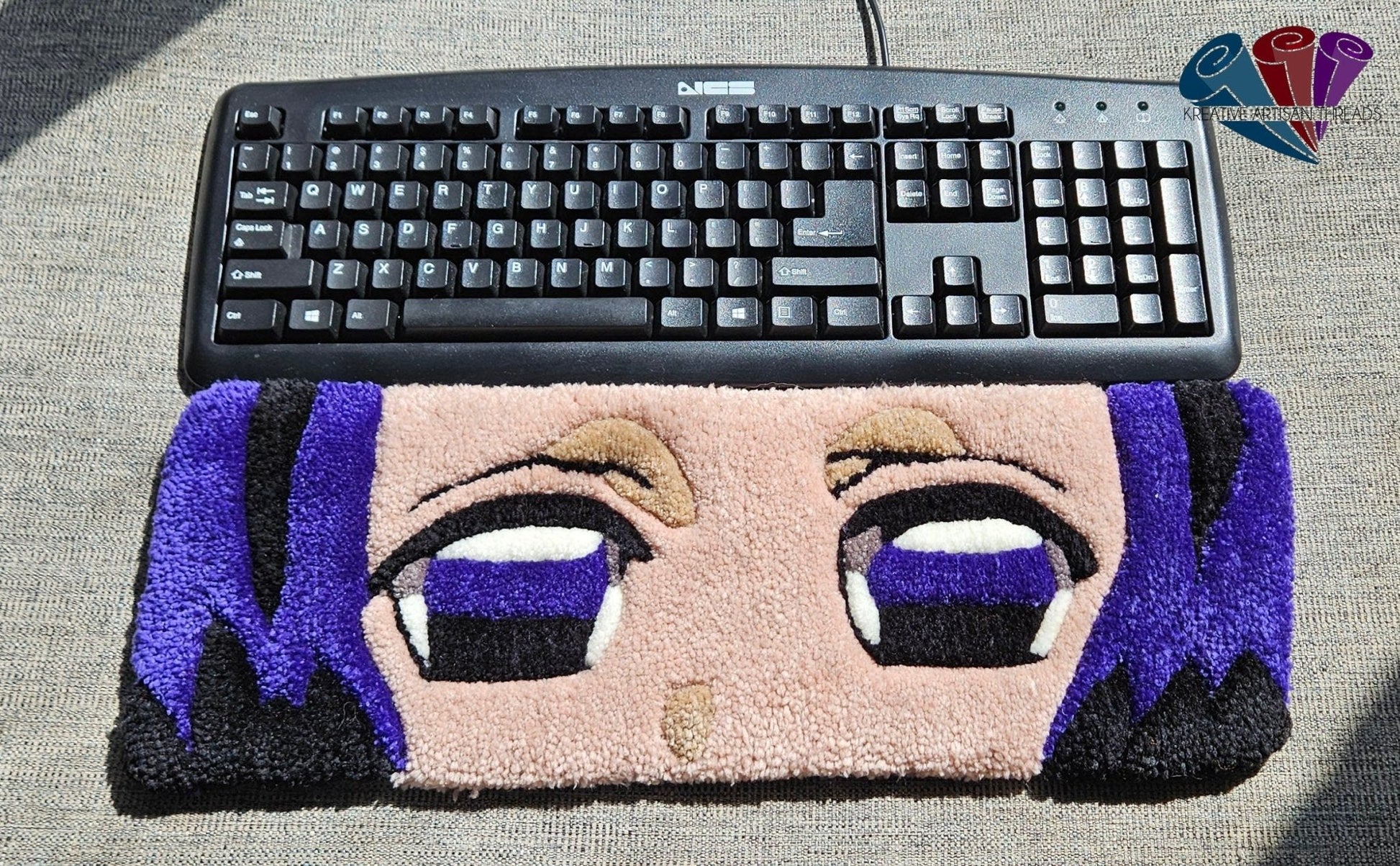 Handmade Plush Tufted Keyboard Rug "Anime Eyes" - Shinobu - Kreative Artisan Threads