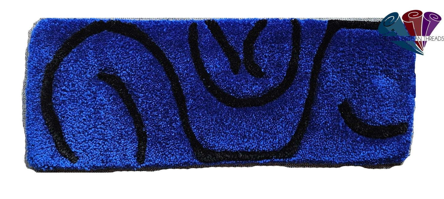 Handmade Plush Tufted Keyboard Rug - Blue Swirl - Kreative Artisan Threads