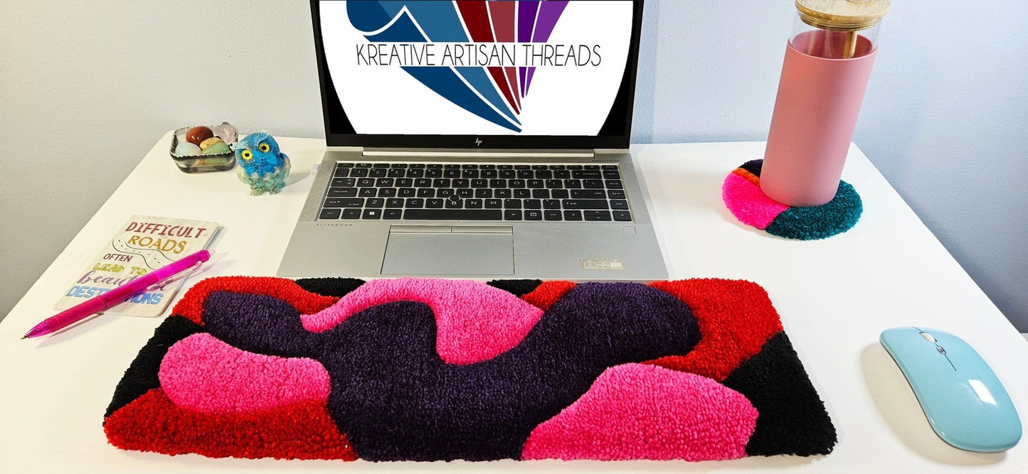 Handmade Plush Tufted Keyboard Rug - Mixed Berry - Kreative Artisan Threads