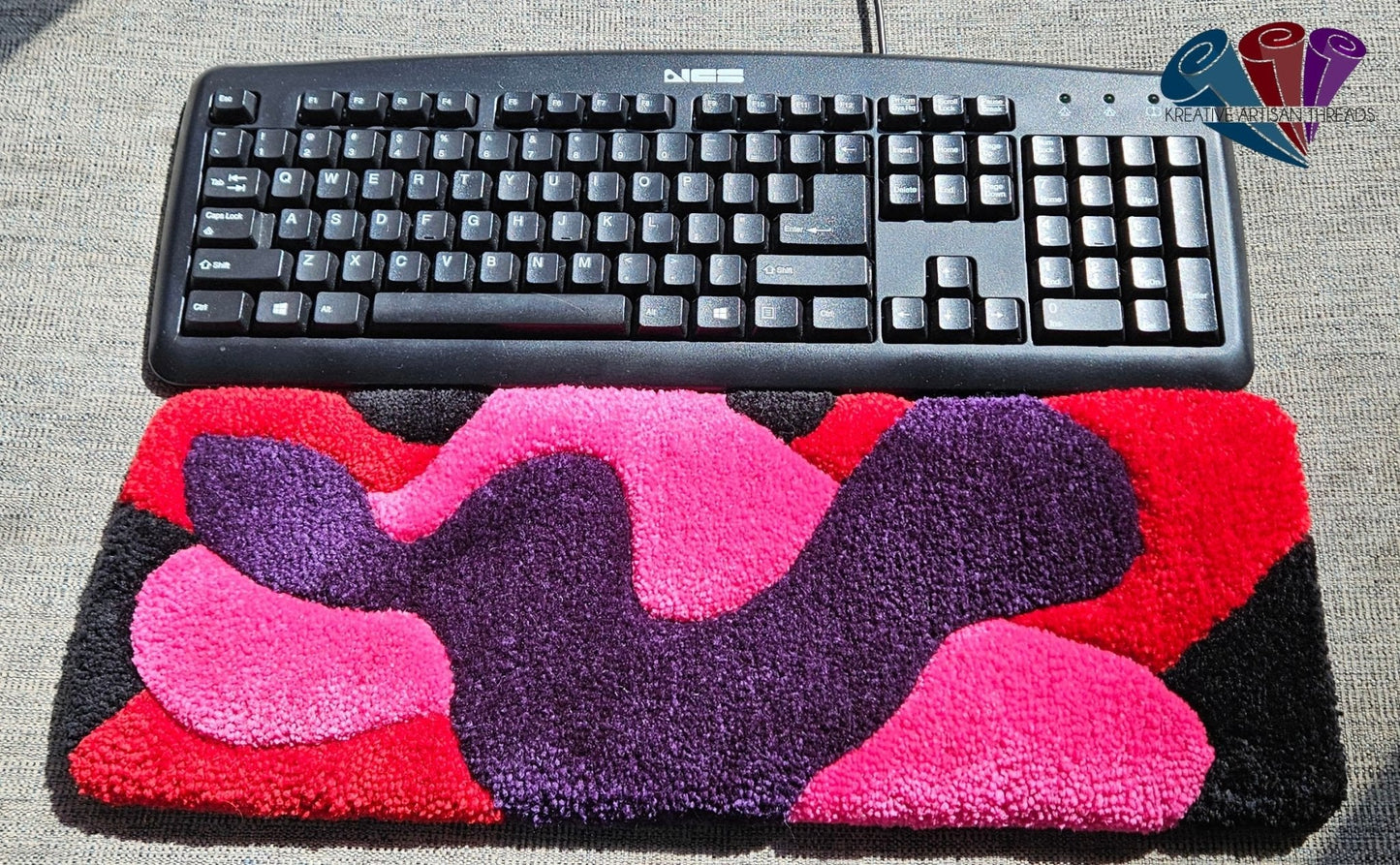 Handmade Plush Tufted Keyboard Rug - Mixed Berry - Kreative Artisan Threads