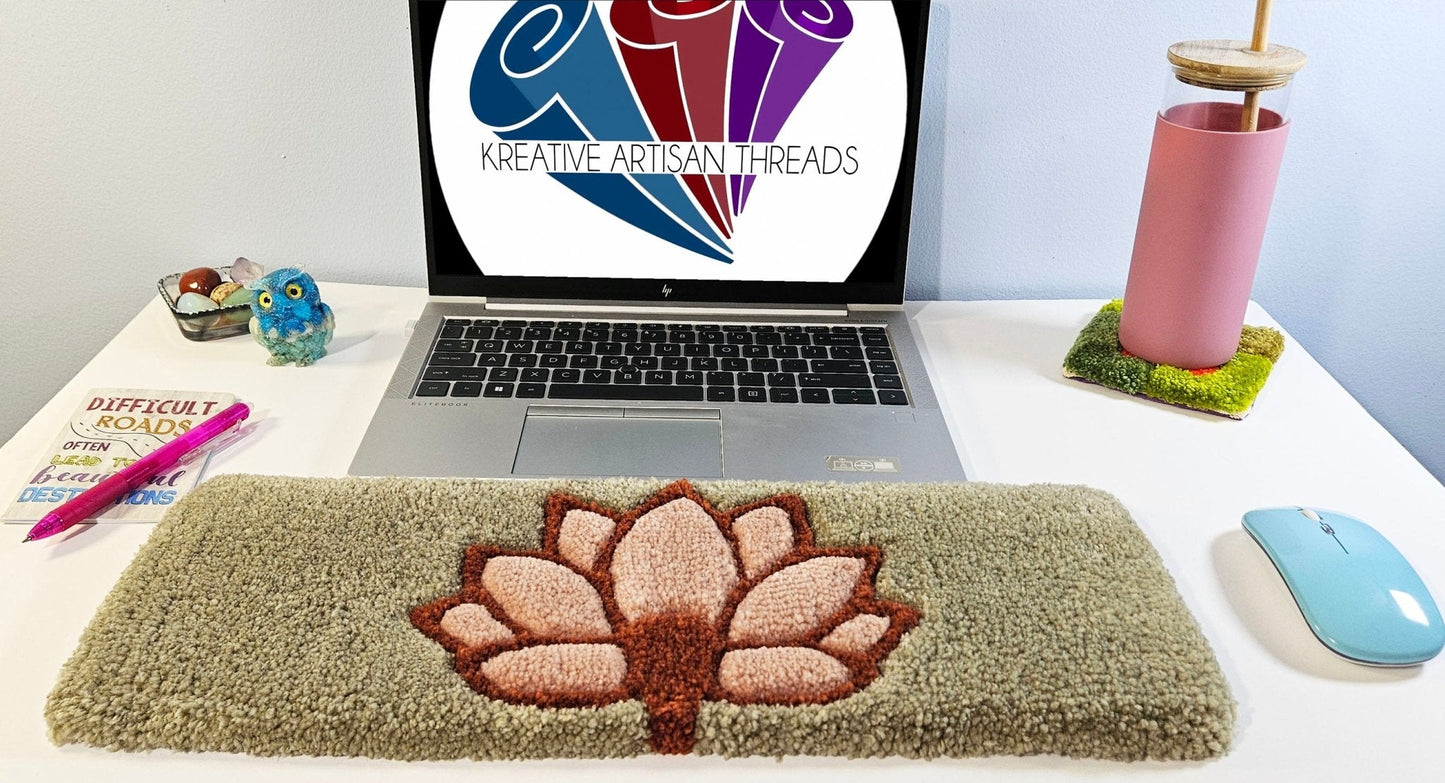 Handmade Plush Tufted Keyboard Rug - The Lotus Fan - Kreative Artisan Threads