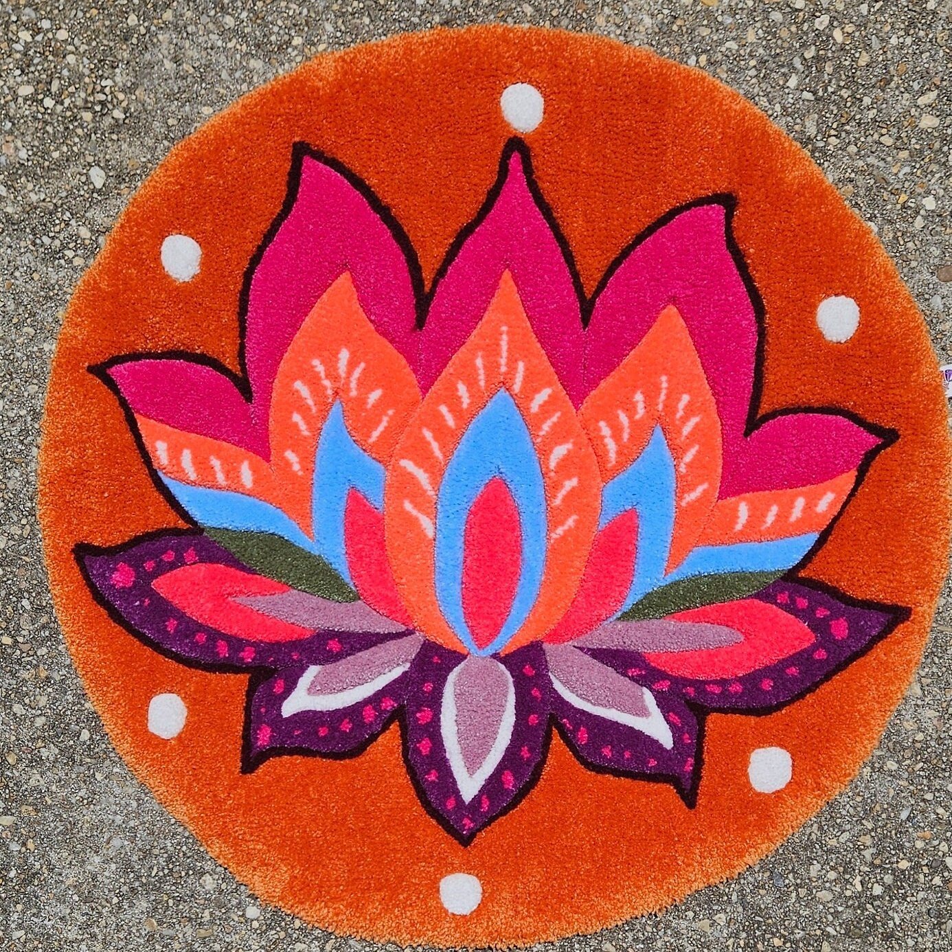 Handmade Tufted Meditation Mat - Lotus - Kreative Artisan Threads