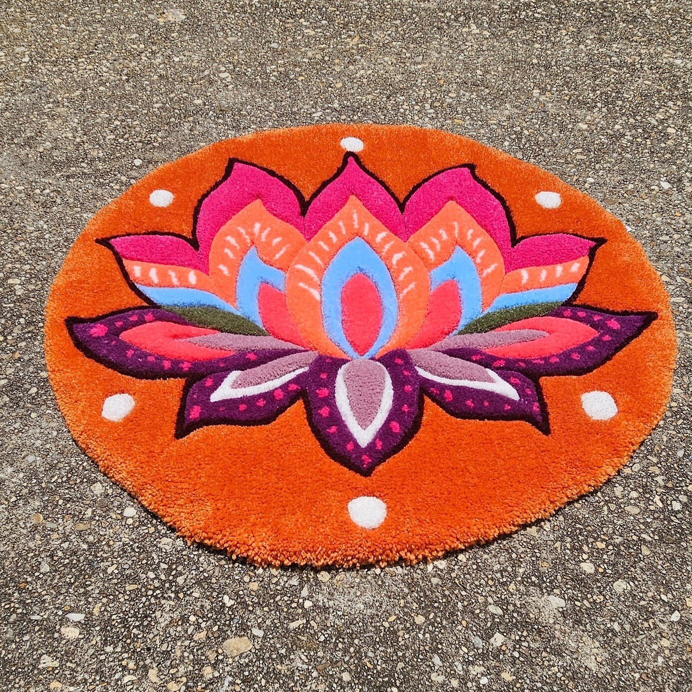 Handmade Tufted Meditation Mat - Lotus - Kreative Artisan Threads