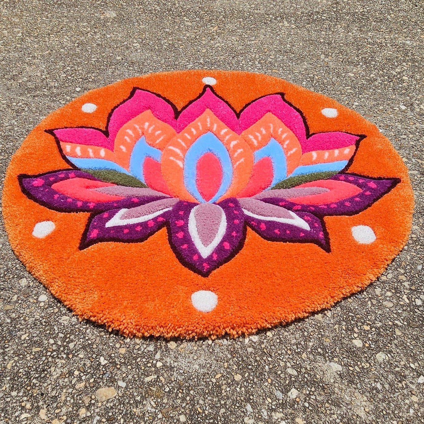 Handmade Tufted Meditation Mat - Lotus - Kreative Artisan Threads