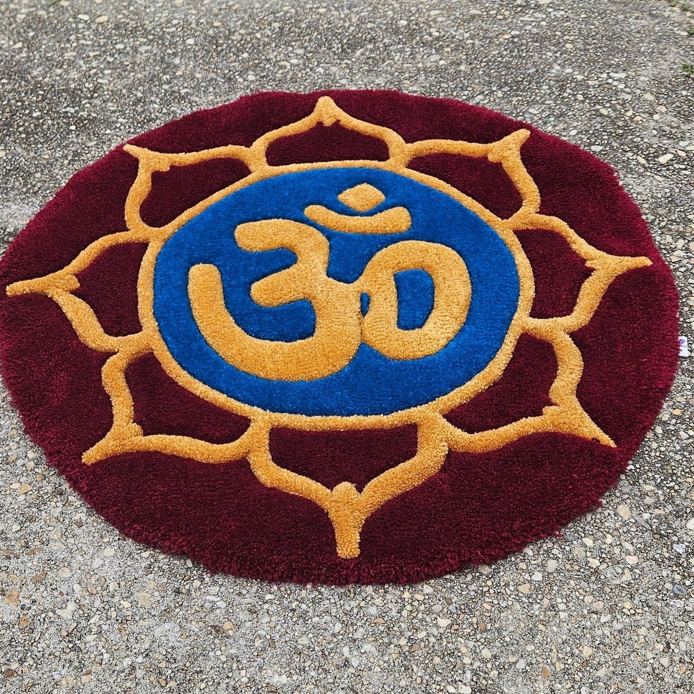 Handmade Tufted Meditation Mat - OM - Kreative Artisan Threads
