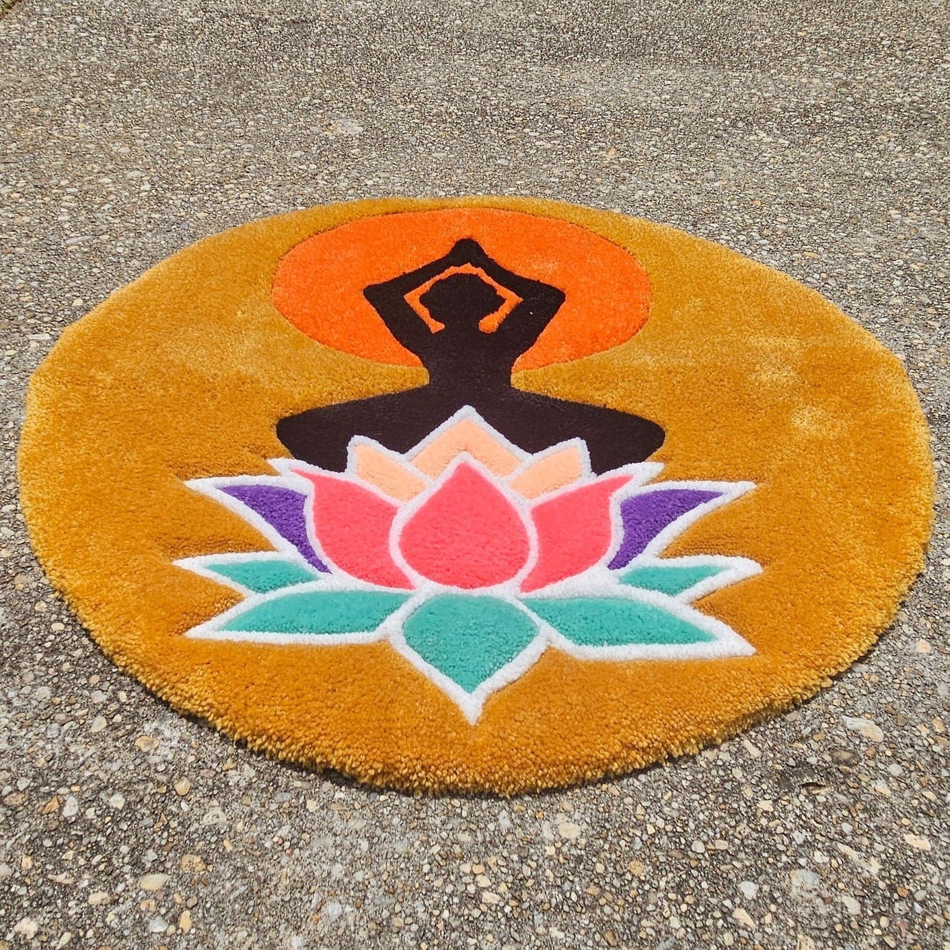 Lady Lotus - Handmade Tufted Meditation Mat - Kreative Artisan Threads