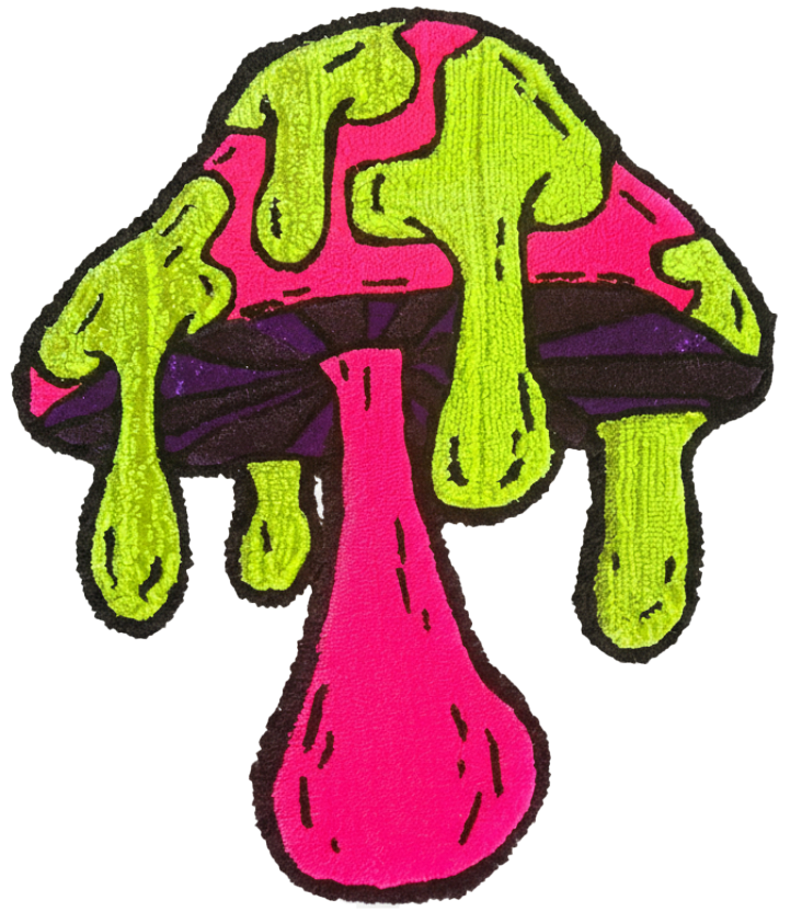 Trippy Mushroom – Glow-in-the-Dark Floor Sculpture | Funky Fiber Art