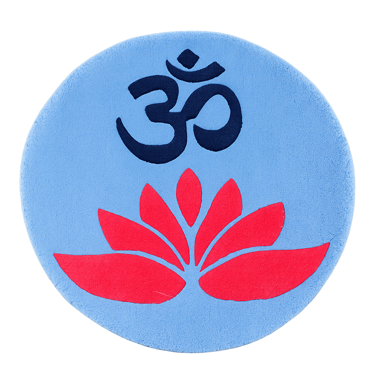 OM Lotus hand-tufted prayer and meditation fiber art with OM and lotus symbols