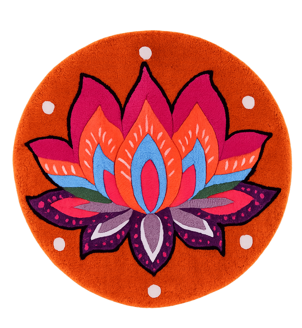 Lotus – Hand-Tufted Meditation Textile | Vibrant Spiritual Fiber Art