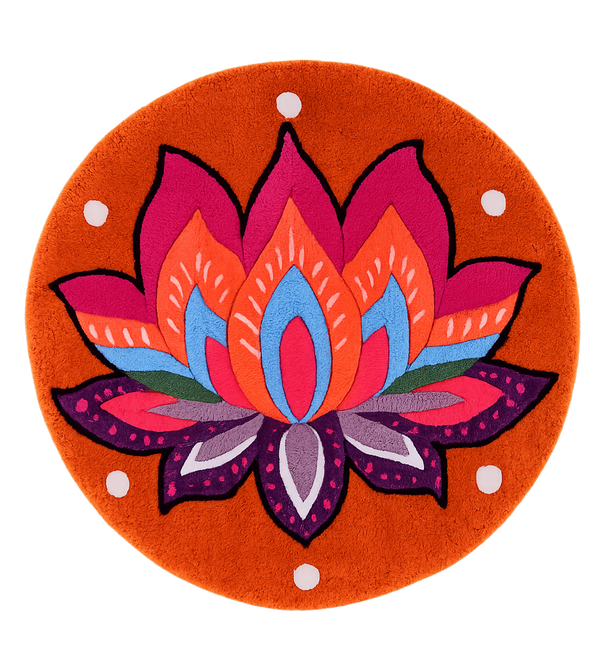 Lotus – Hand-Tufted Meditation Textile | Vibrant Spiritual Fiber Art