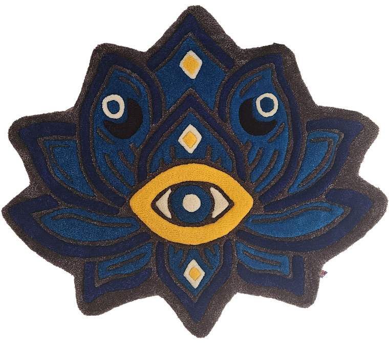 Lotus Vision hand-tufted lotus fiber art painting