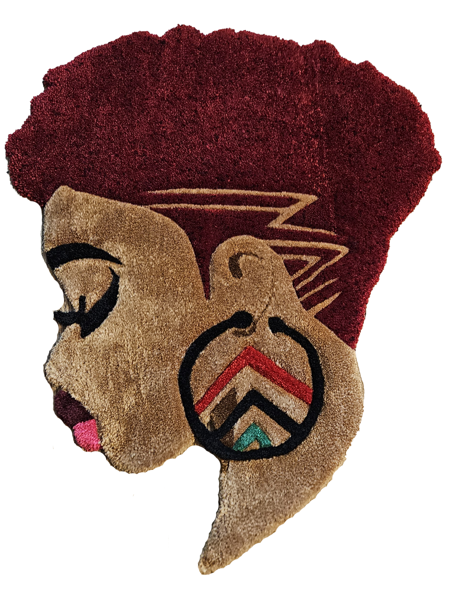 Red Afrocentric Floor Textile – Vibrant Cultural Fiber Art