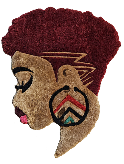 Red Afrocentric Floor Textile – Vibrant Cultural Fiber Art