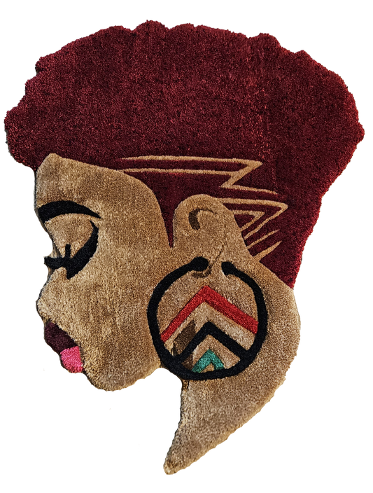 Red Afrocentric Floor Textile – Vibrant Cultural Fiber Art