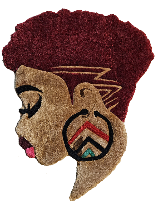 Red Afrocentric Floor Textile – Vibrant Cultural Fiber Art