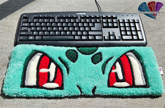 Handmade Plush Tufted Keyboard Rug "Anime Eyes" - Bulbasaur
