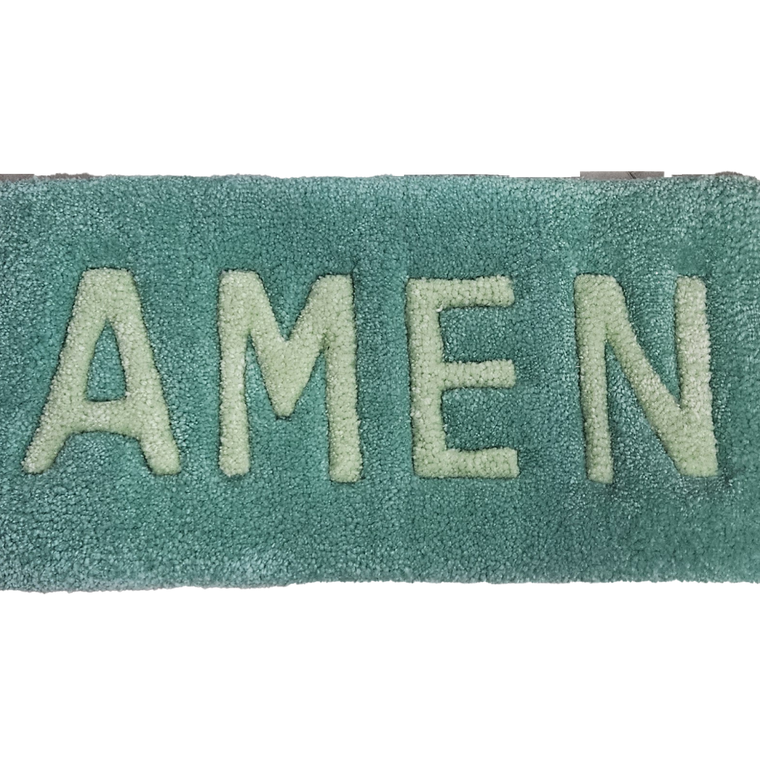 Amen hand-tufted prayer and meditation fiber art