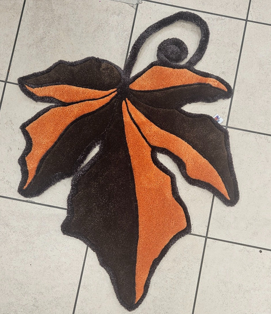 Autumn Flame orange and black hand-tufted functional fiber art