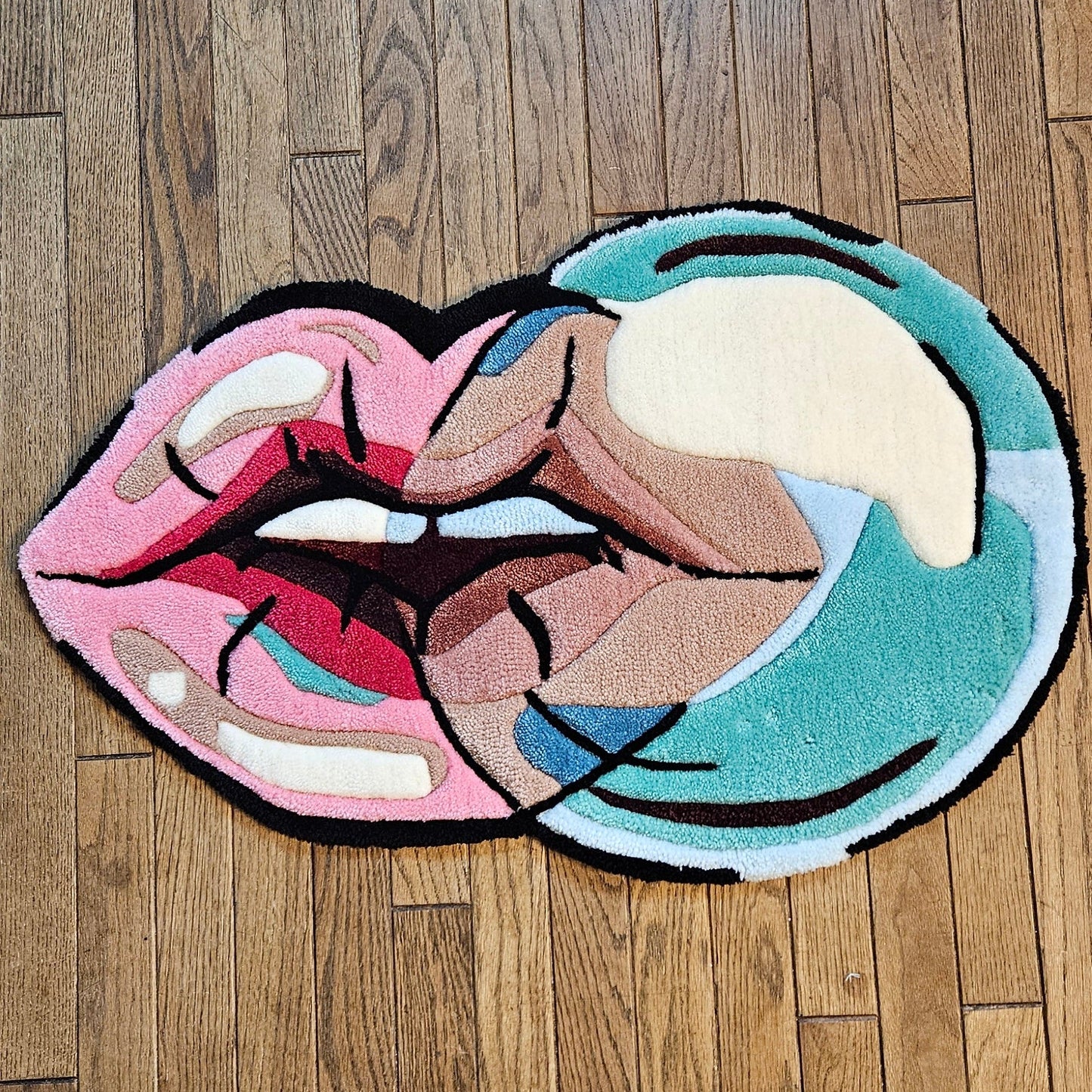 Blowing Bubbles: Hand - Tufted Lips Rug – Bold and Artistic - Kreative Artisan Threads