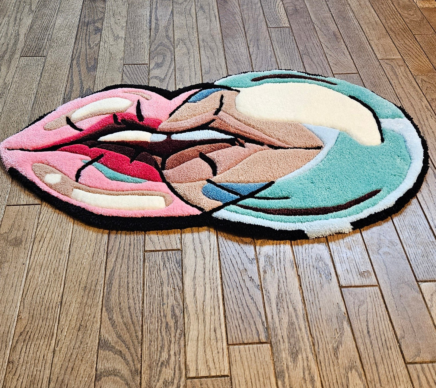 Blowing Bubbles: Hand - Tufted Lips Rug – Bold and Artistic - Kreative Artisan Threads