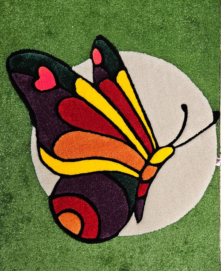 Butterfly Bloom colorful tufted butterfly fiber art alternate view
