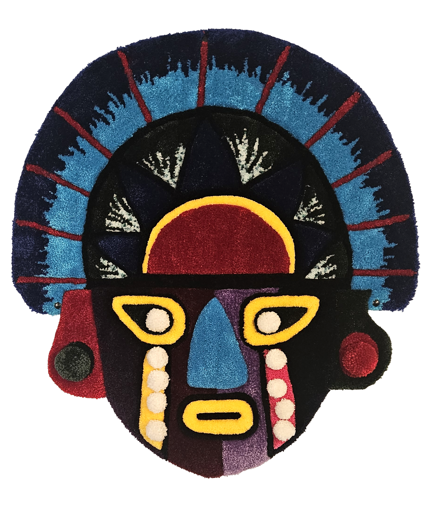 Vibrant Tribal Mask – Wall-Hung Textile Sculpture | Bold Cultural Fiber Art