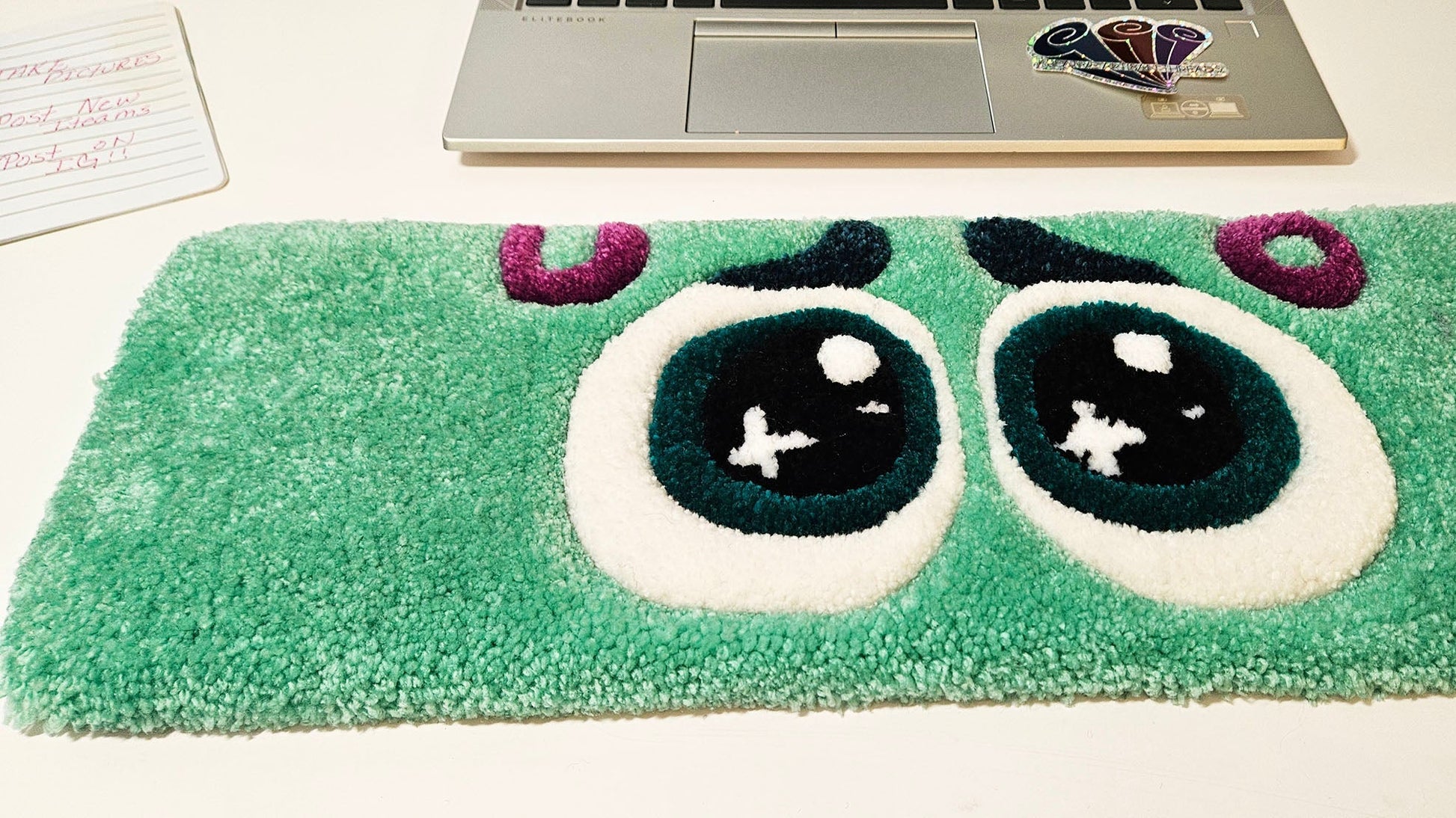 Envy "EYES": Hand - Tufted Keyboard and Mouse Rug – Fun and Functional Desk Accessories Handmade Plush Tufted - Kreative Artisan Threads