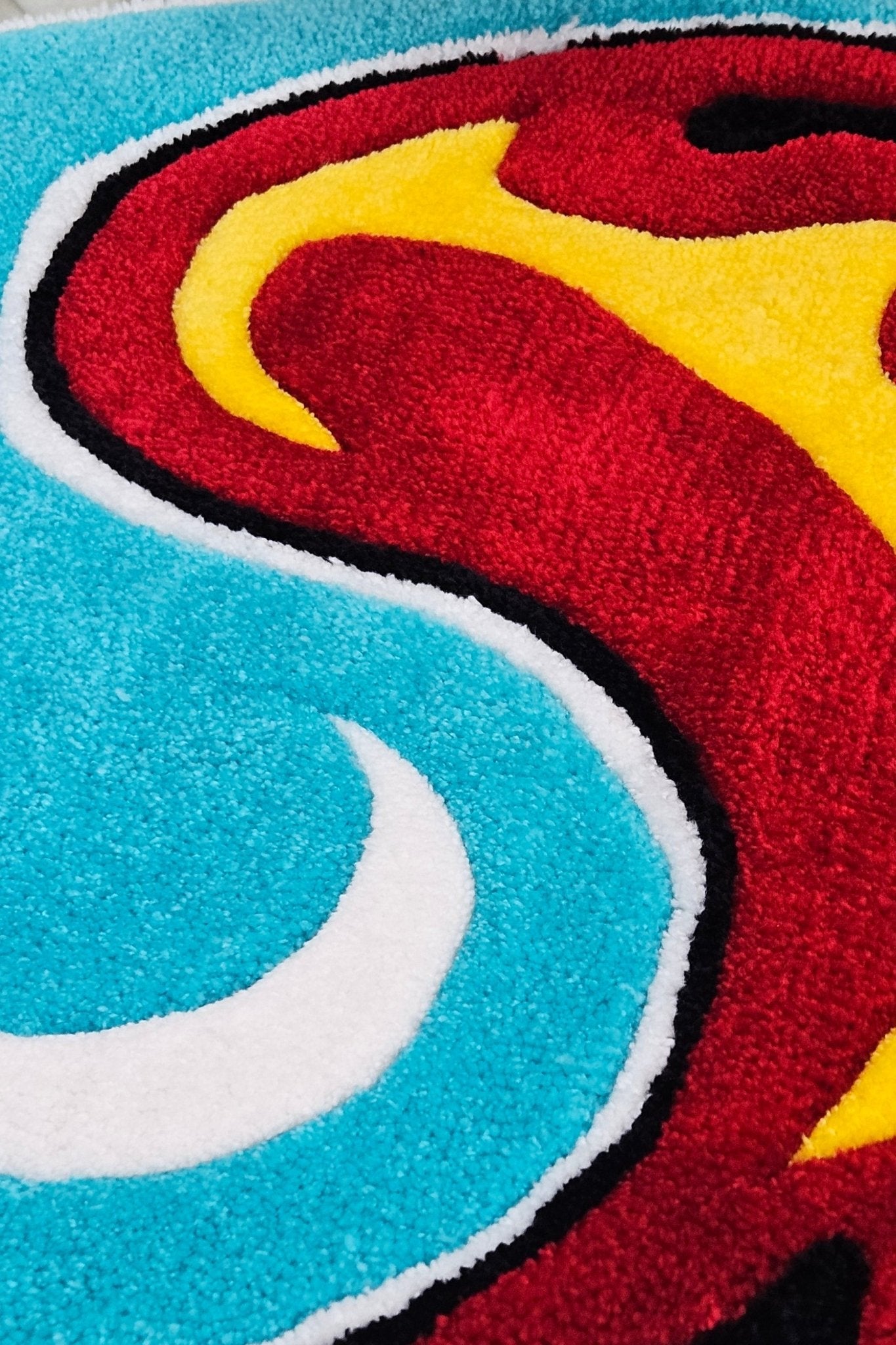 Fire and Water: Hand - Tufted Yin - Yang Fire and Water Rug – Hypoallergenic Artistic Design - Kreative Artisan Threads