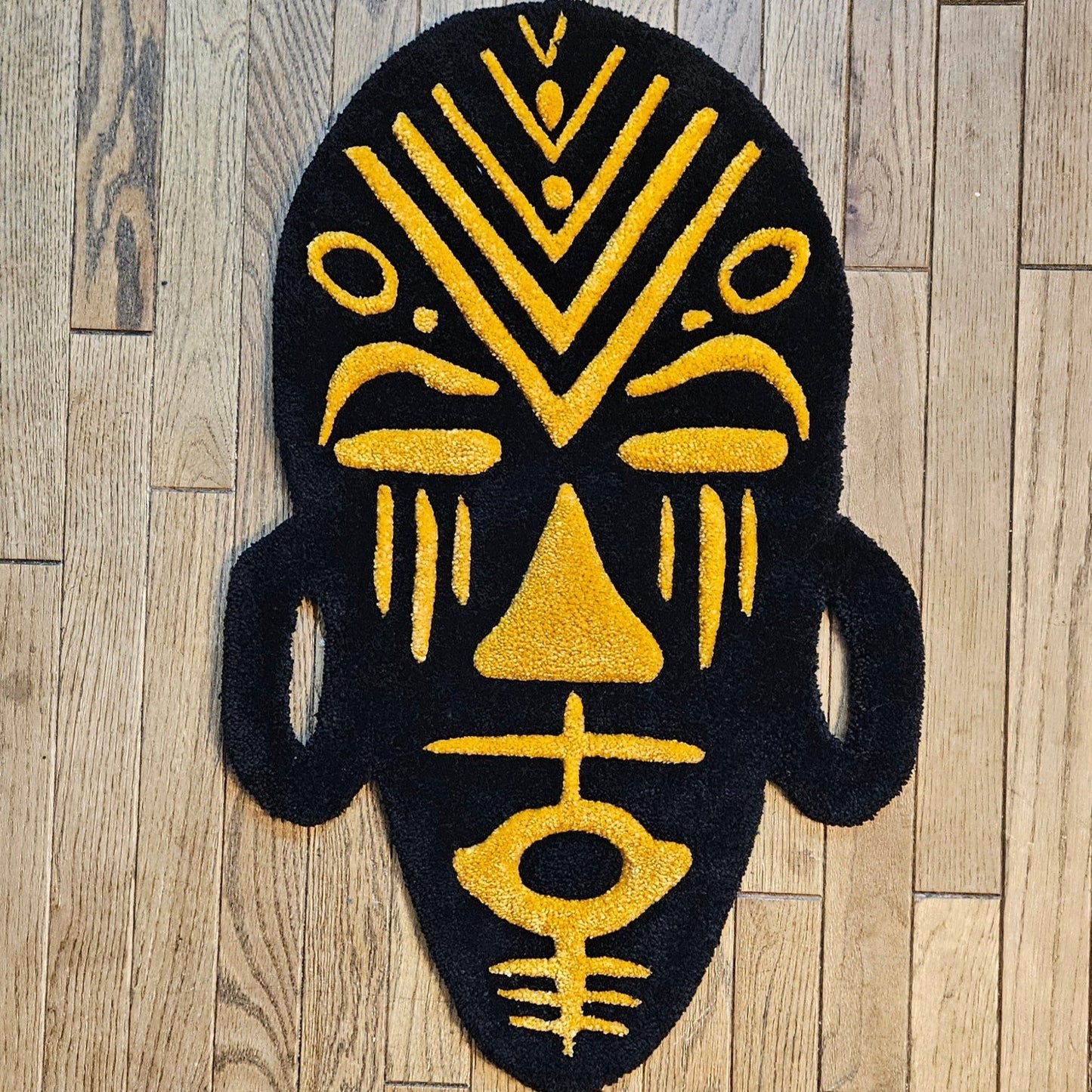 Golden Mystique: Tribal - Inspired Hand - Tufted Rug - Kreative Artisan Threads