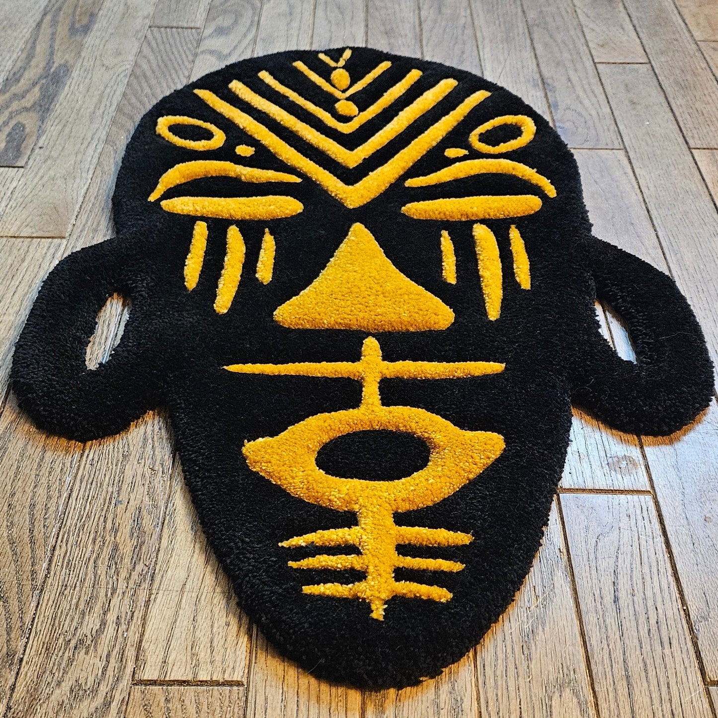 Golden Mystique: Tribal - Inspired Hand - Tufted Rug - Kreative Artisan Threads