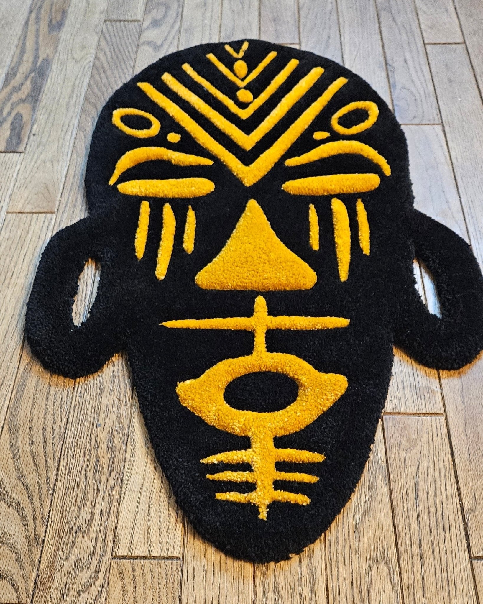 Golden Mystique: Tribal - Inspired Hand - Tufted Rug - Kreative Artisan Threads