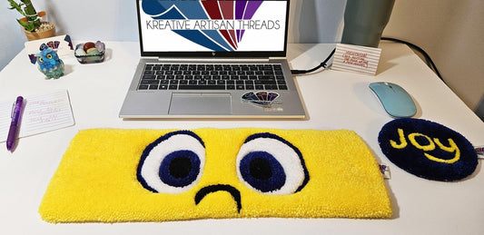 Handmade Plush Tufted "EYES" Keyboard Pad - Joy with Writs rest - Kreative Artisan Threads