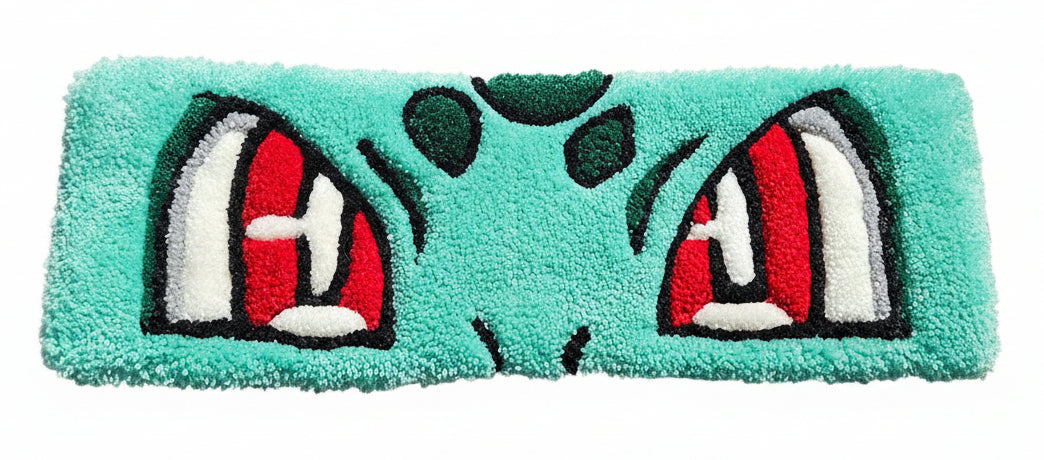 cartoonish green keyboard mat with red and white accents