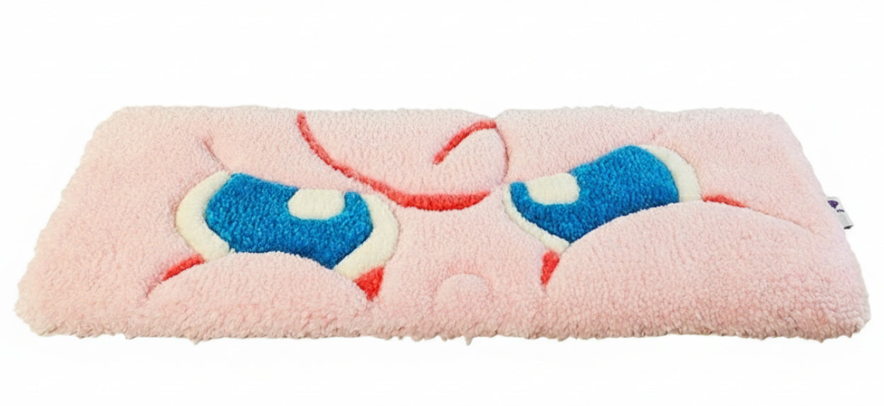 Jigglypuff Eyes – Pokémon Desk Textile | Hand-Tufted Fan Art
