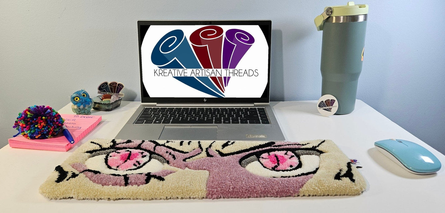 Handmade Plush Tufted Keyboard Rug "Anime Eyes" - Nezuko - Kreative Artisan Threads